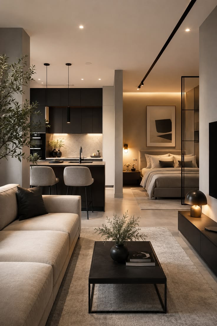 Modern open-concept apartment, Uptown Dallas